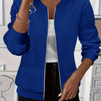 Carolyn Diamond-Quilted Zip Bomber Jacket – side view