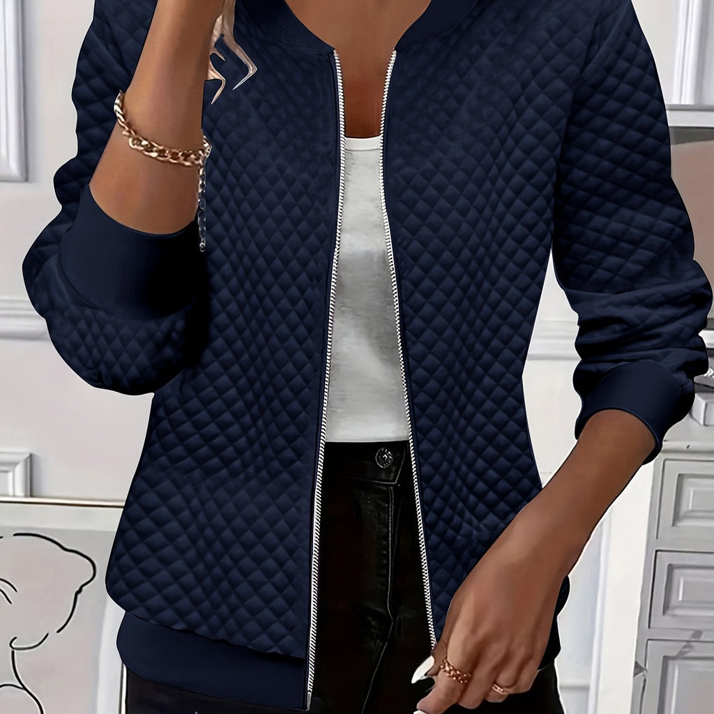 Carolyn Diamond-Quilted Zip Bomber Jacket – back view