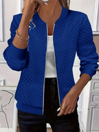 Carolyn Diamond-Quilted Zip Bomber Jacket – detail view
