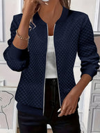 Carolyn Diamond-Quilted Zip Bomber Jacket – styled view