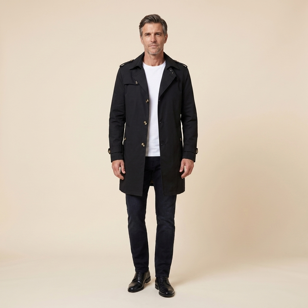 Carter Trench Coat in black – front view