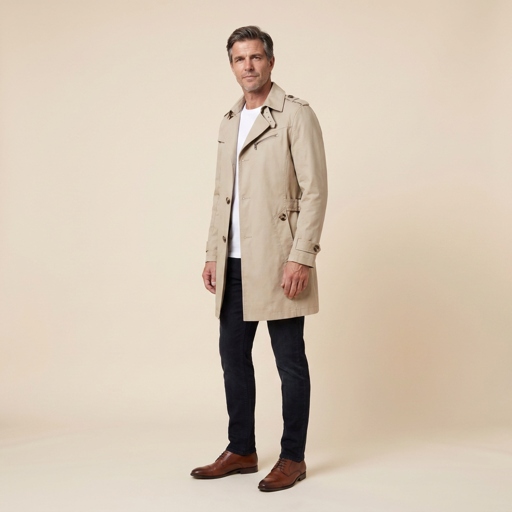 Carter Trench Coat in beige – side view