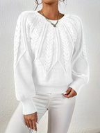 Cassidy | Cable-Knit Round-Neck Sweater – front view