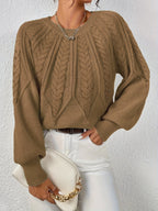 Cassidy | Cable-Knit Round-Neck Sweater – front view