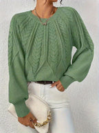 Cassidy | Cable-Knit Round-Neck Sweater – front view