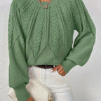 Cassidy | Cable-Knit Round-Neck Sweater – close-up