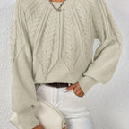 Cassidy | Cable-Knit Round-Neck Sweater – close-up