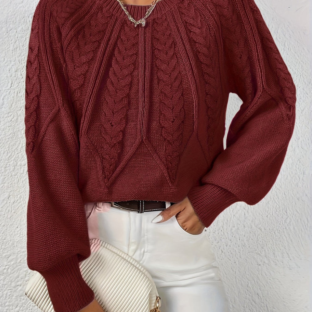 Cassidy | Cable-Knit Round-Neck Sweater – close-up