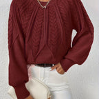 Cassidy | Cable-Knit Round-Neck Sweater – close-up