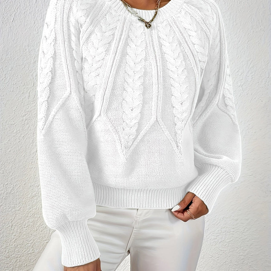 Cassidy | Cable-Knit Round-Neck Sweater – close-up