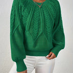 Cassidy | Cable-Knit Round-Neck Sweater – close-up