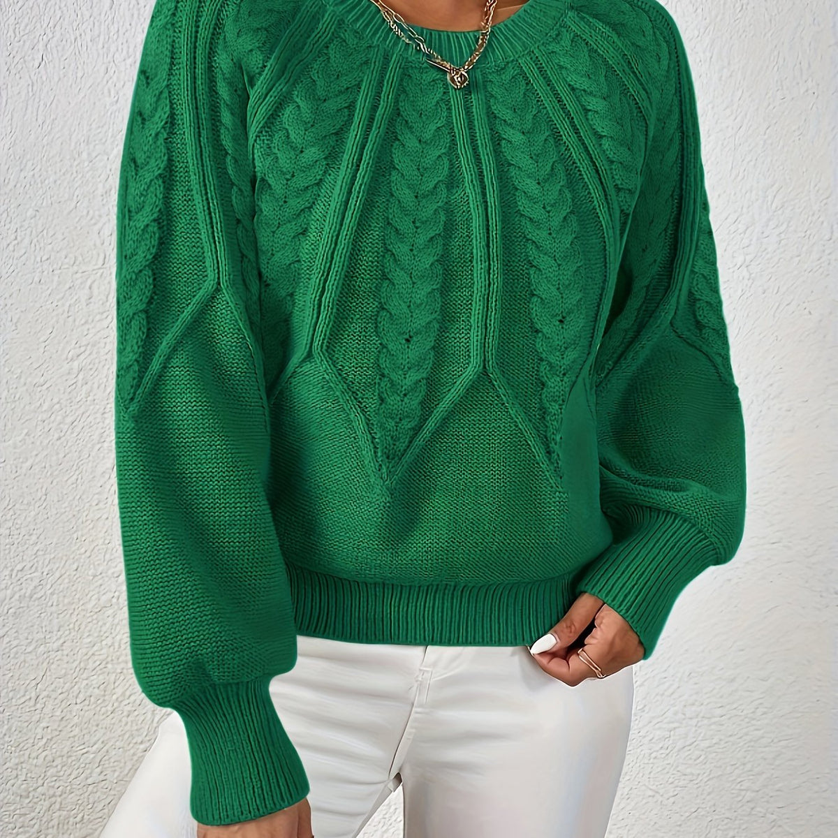 Cassidy | Cable-Knit Round-Neck Sweater – close-up