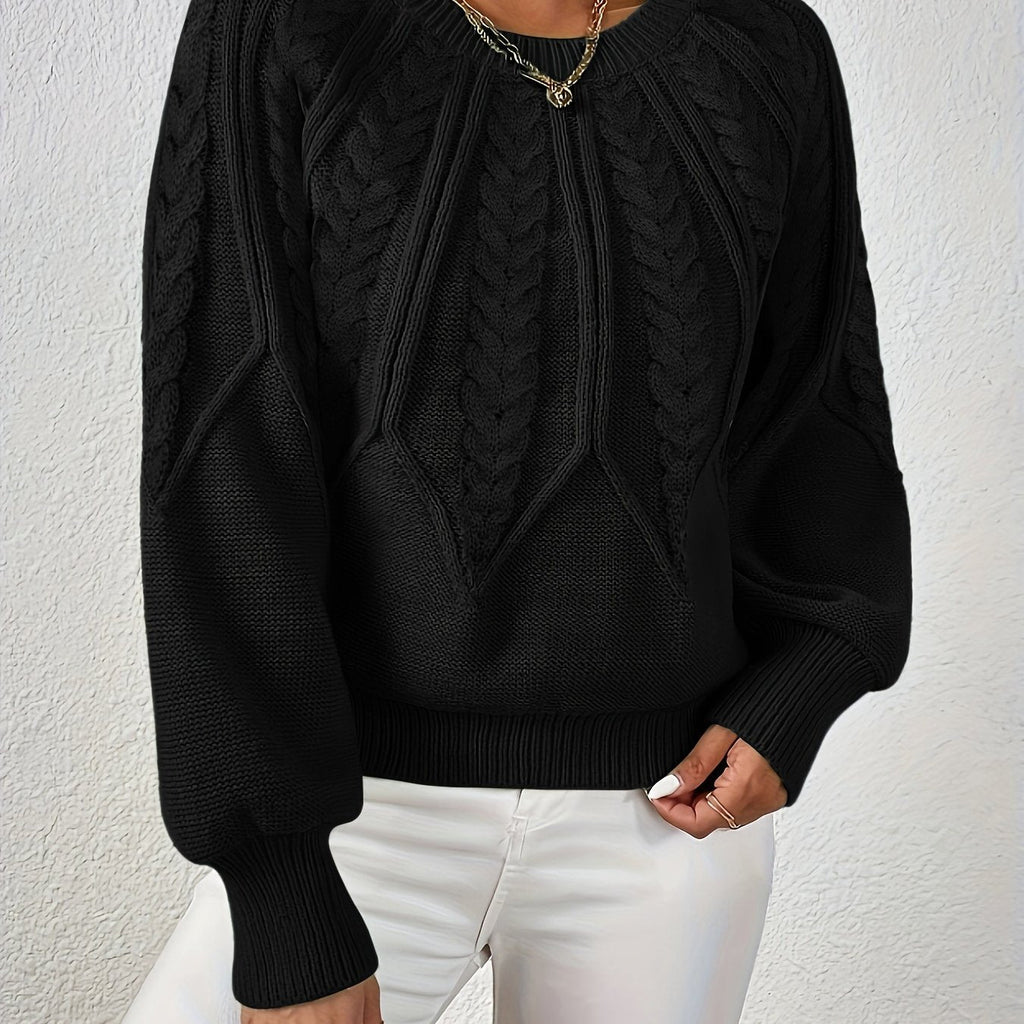 Cassidy | Cable-Knit Round-Neck Sweater – close-up