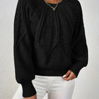 Cassidy | Cable-Knit Round-Neck Sweater – close-up