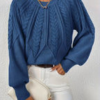 Cassidy | Cable-Knit Round-Neck Sweater – close-up