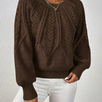 Cassidy | Cable-Knit Round-Neck Sweater – close-up