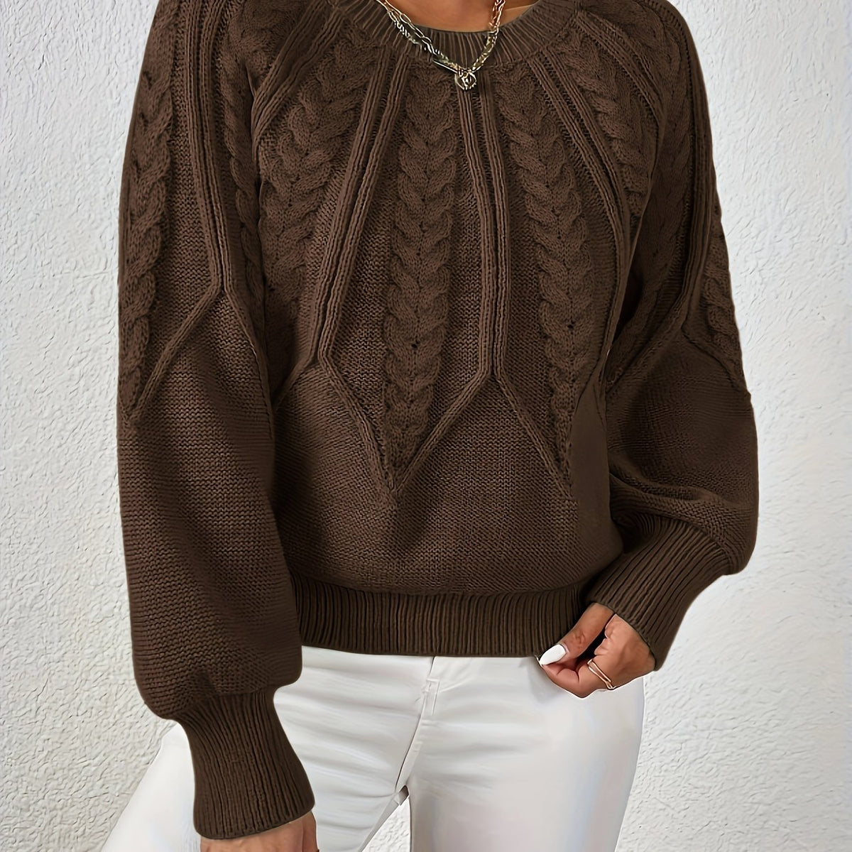 Cassidy | Cable-Knit Round-Neck Sweater – close-up