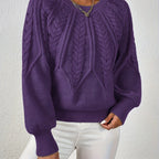 Cassidy | Cable-Knit Round-Neck Sweater – close-up