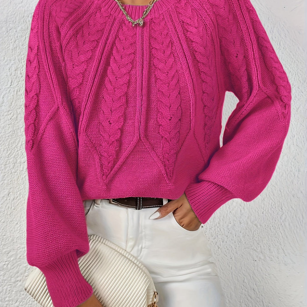 Cassidy | Cable-Knit Round-Neck Sweater – close-up