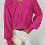 Cassidy | Cable-Knit Round-Neck Sweater – close-up
