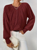 Cassidy | Cable-Knit Round-Neck Sweater – front view