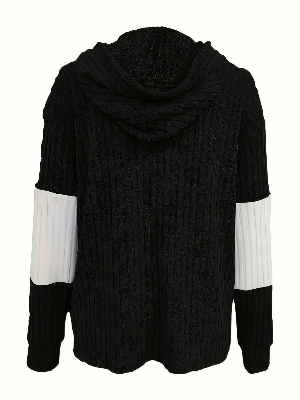 Cecilia | Textured Colour-Block Hooded Jacket – back view