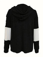 Cecilia | Textured Colour-Block Hooded Jacket – back view