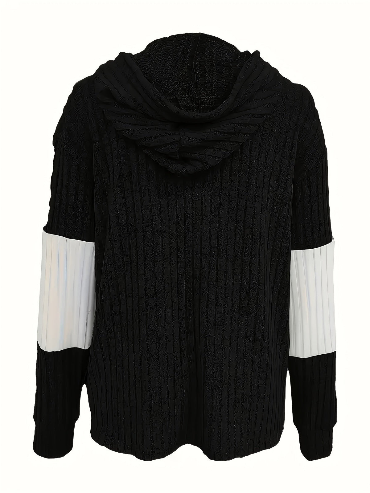 Cecilia | Textured Colour-Block Hooded Jacket – back view