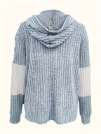 Cecilia | Textured Colour-Block Hooded Jacket – back view