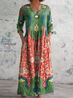 Celestine vintage floral print maxi dress, front view