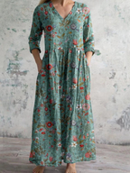 Celestine vintage floral print maxi dress, detail view