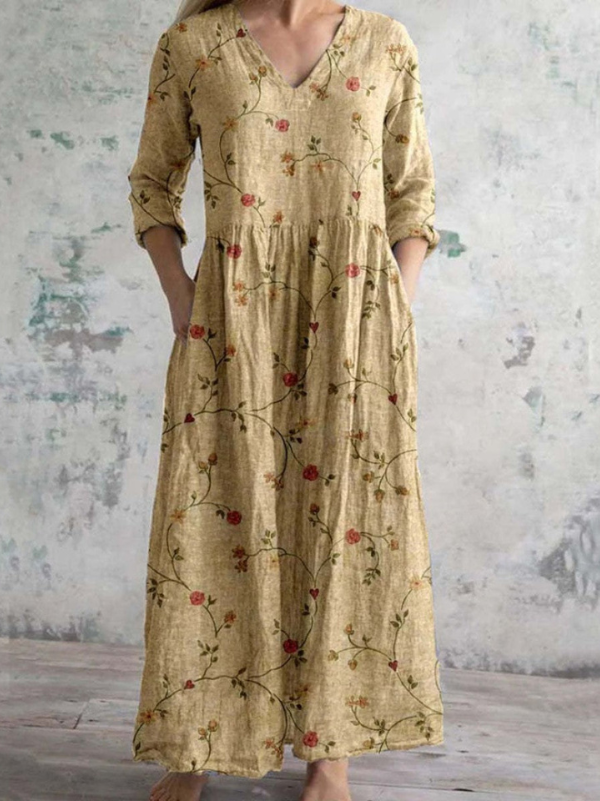 Celestine vintage floral print maxi dress, styled view