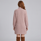 Celestine | Ribbed Knit Turtleneck Sweater Dress by Vera Noir – back view