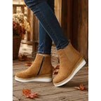 Cerys | Cozy Wedge Ankle Boots – styled view