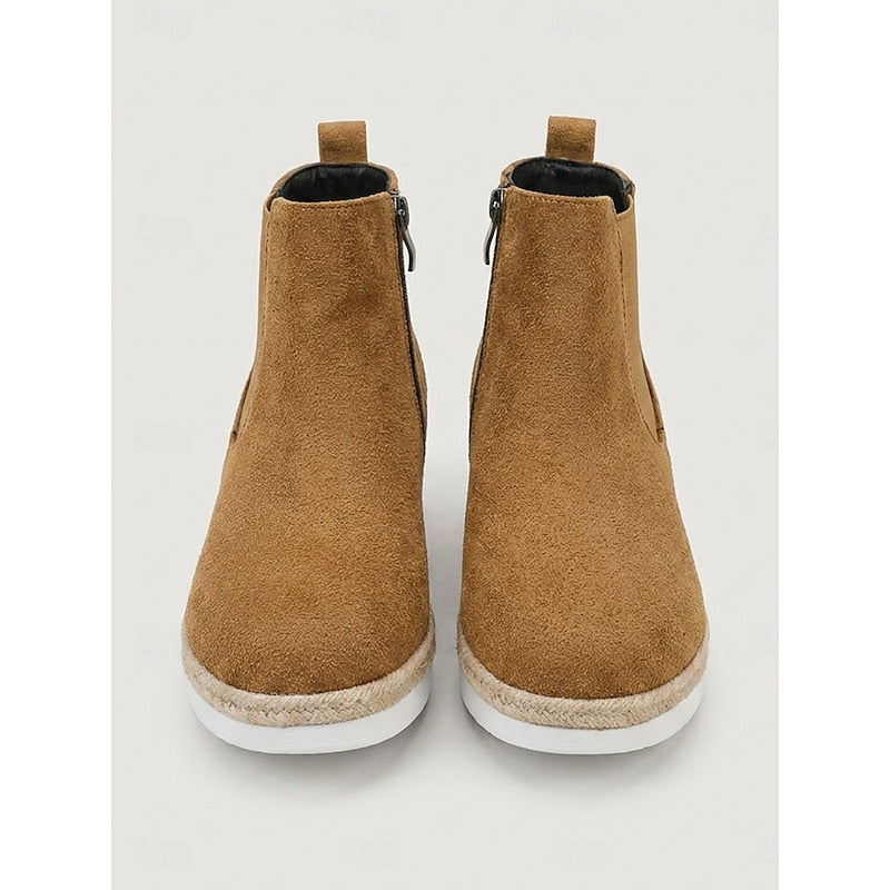 Cerys | Cozy Wedge Ankle Boots – front view