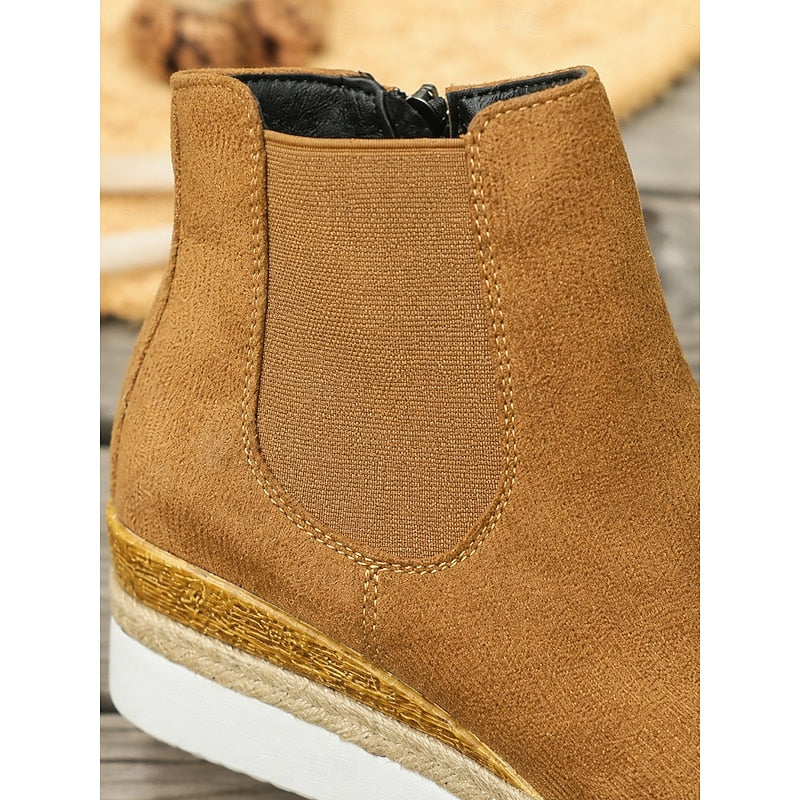 Cerys | Cozy Wedge Ankle Boots – close-up