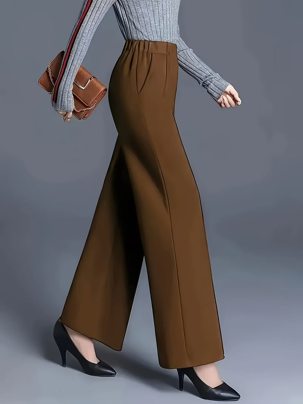 Claudia | High-Waisted Wide-Leg Pants – styled view