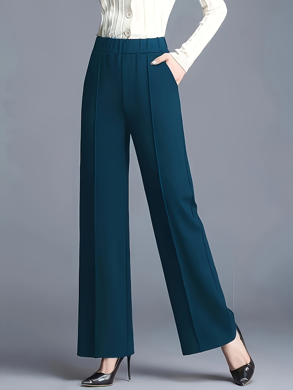 Claudia | High-Waisted Wide-Leg Pants – front view