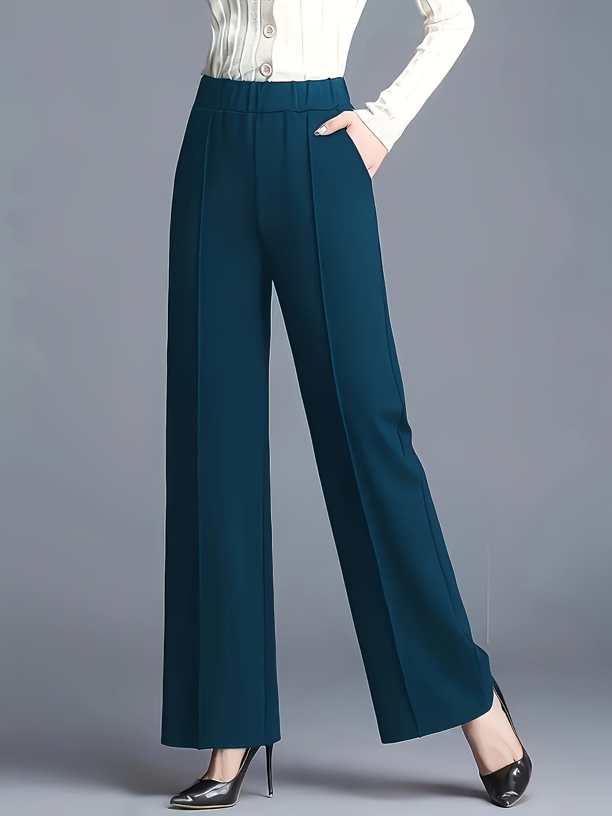 Claudia | High-Waisted Wide-Leg Pants – front view