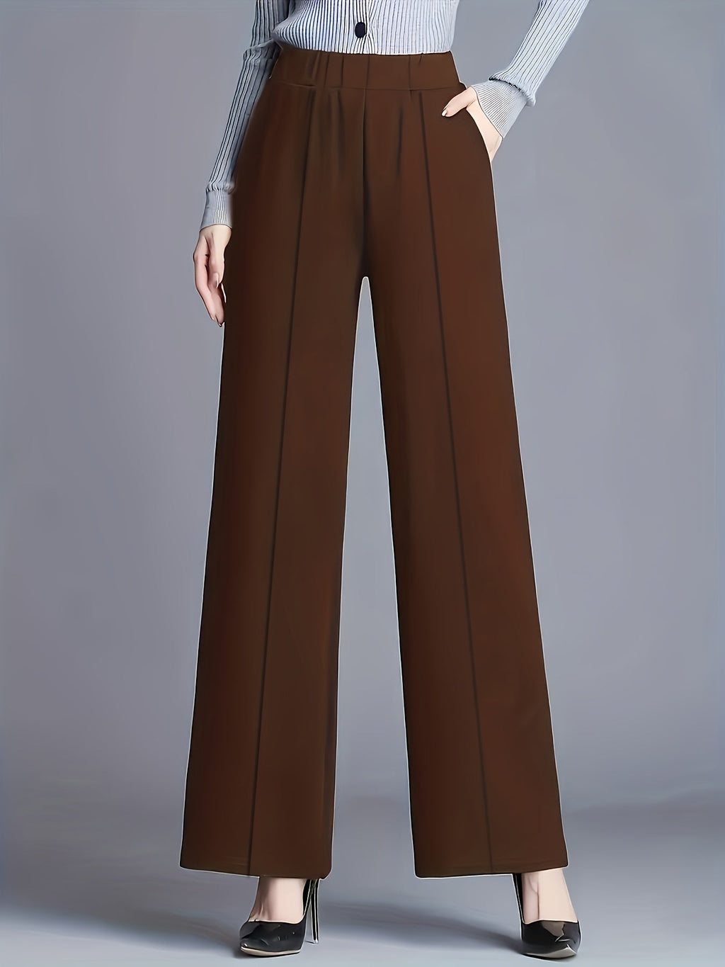 Claudia | High-Waisted Wide-Leg Pants – front view