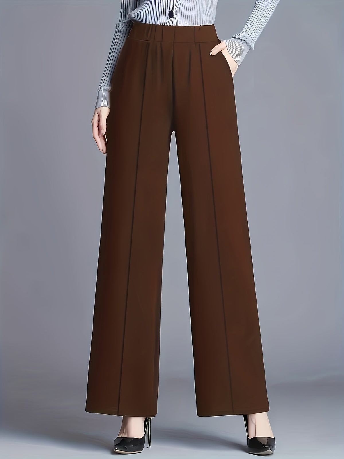 Claudia | High-Waisted Wide-Leg Pants – front view