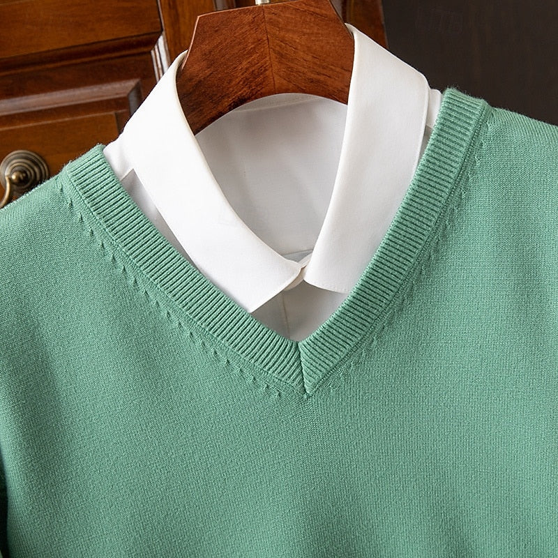 Clayton | Classic V-Neck Sweater – close-up