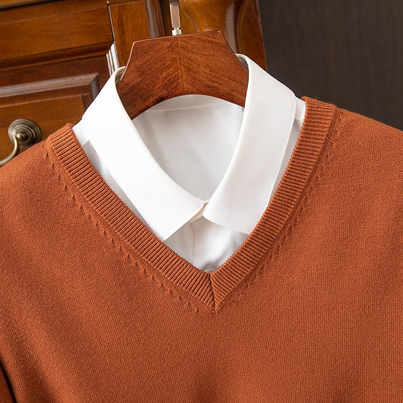 Clayton | Classic V-Neck Sweater – close-up