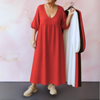 Cléo Solid Color V-Neck Dress – front view