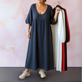 Cléo Solid Color V-Neck Dress – front view