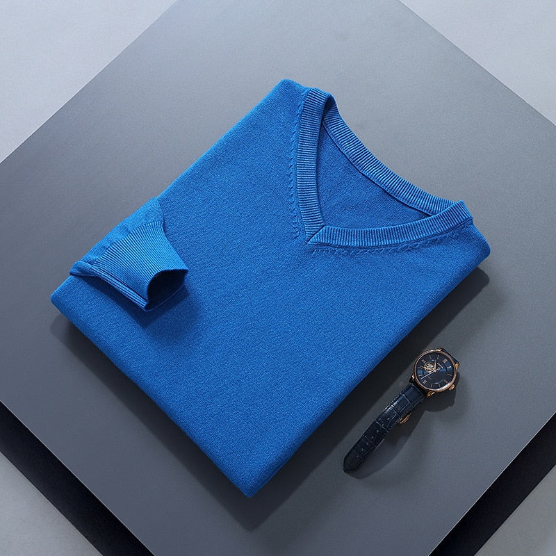 Clifford | Refined V-Neck Sweater – styled view