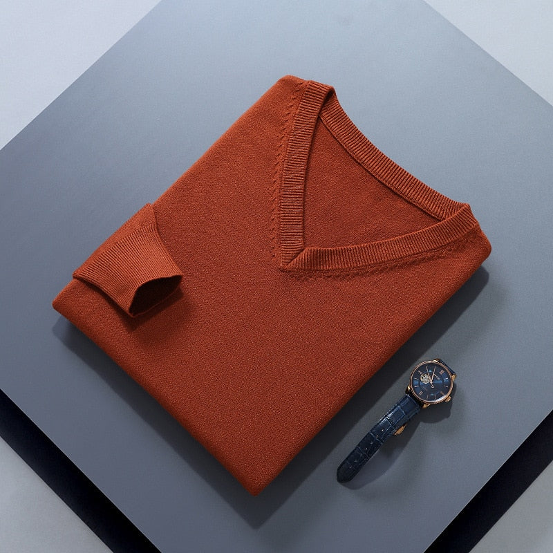 Clifford | Refined V-Neck Sweater – styled view