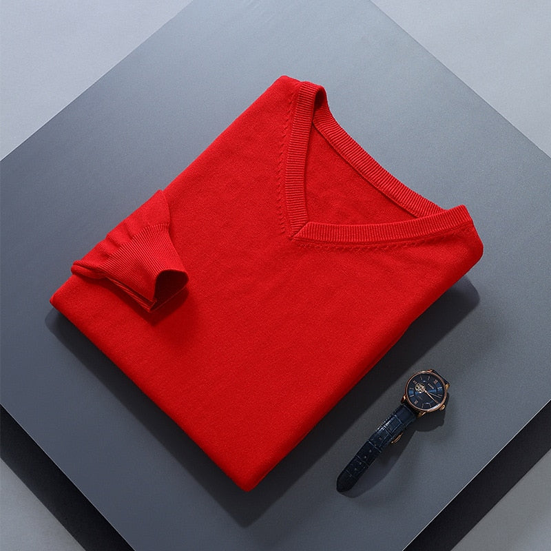 Clifford | Refined V-Neck Sweater – styled view