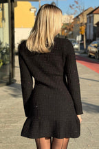 Colette Jewel Button Tweed Mini Dress – back view