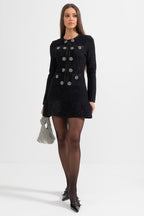 Colette Jewel Button Tweed Mini Dress – styled view